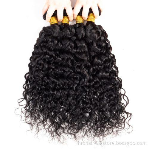 Peruvian Malaysian Indian Brazilian Virgin Hair 3 Bundles with Lace Closure Natural Wavy Water Wave Curly Mink Human Hair Weave